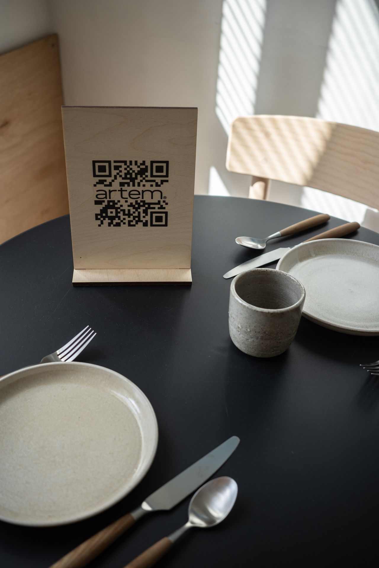 Présentoir bois QR code
