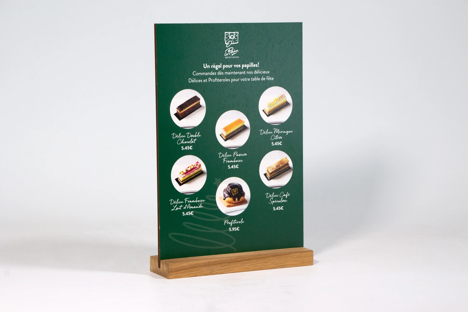 présentoir bois imprimé sur mesure