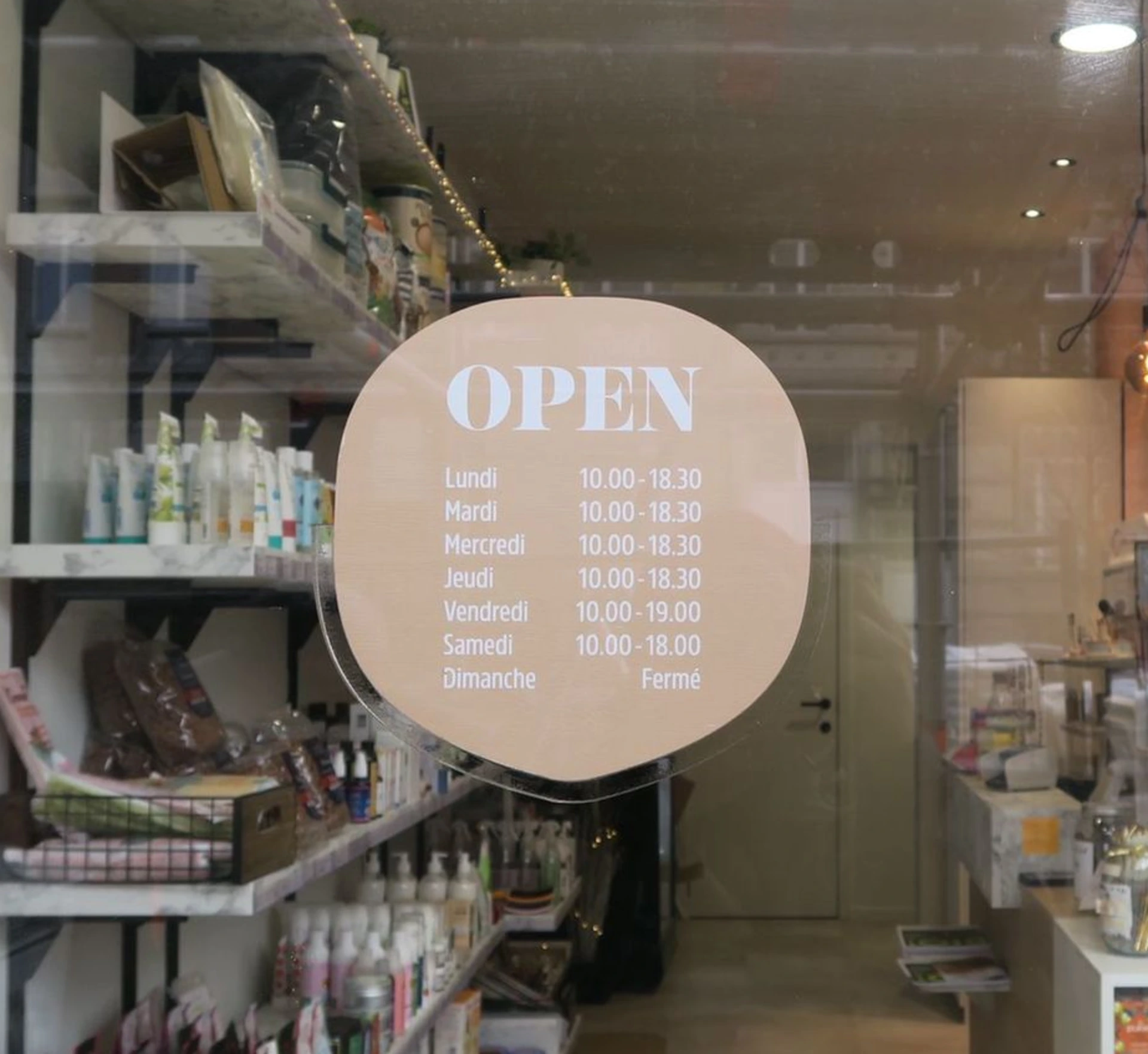 horaires vinyle vitrine sur mesure