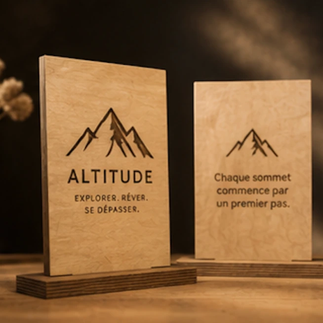 présentoir personnalisé en bois