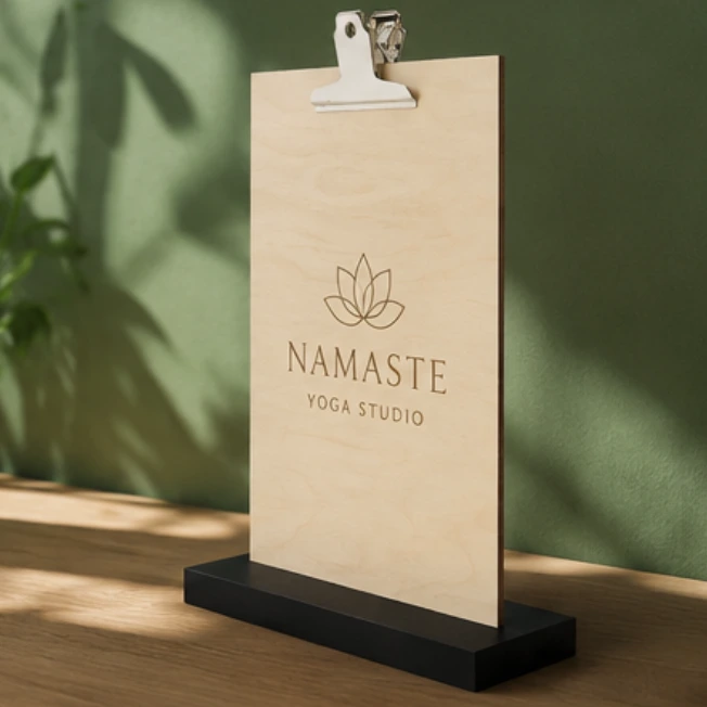 porte-menu personnalisé en bois
