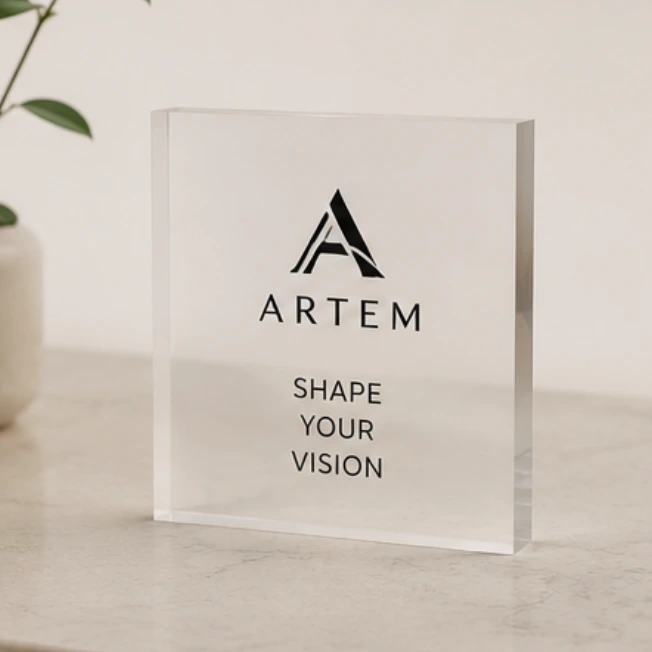 trophée plexiglas carré personnalisé