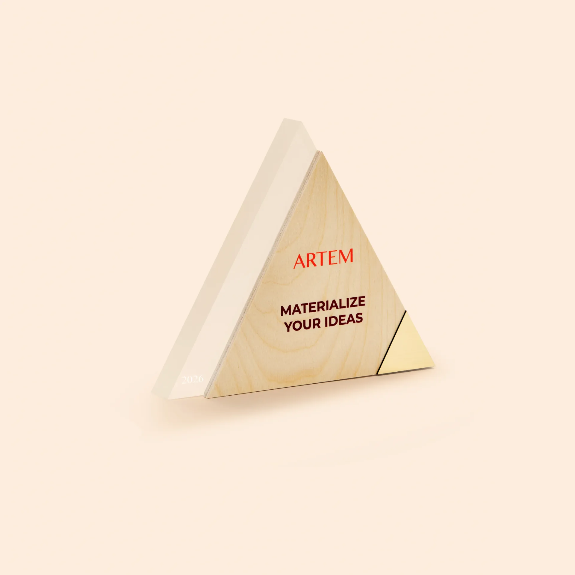 Trophée bois triangle plexiglas épais