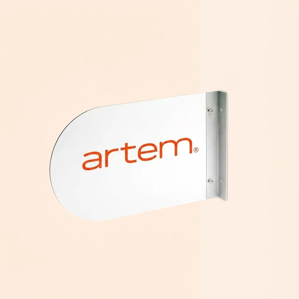 Enseigne arrondie aluminium blanche